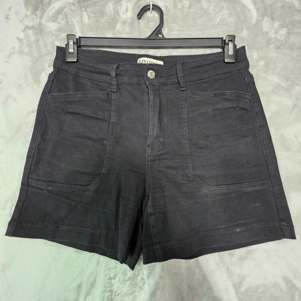 Luvamia Black High Waisted Cargo Denim Shorts Women Large LC7831746-P202
